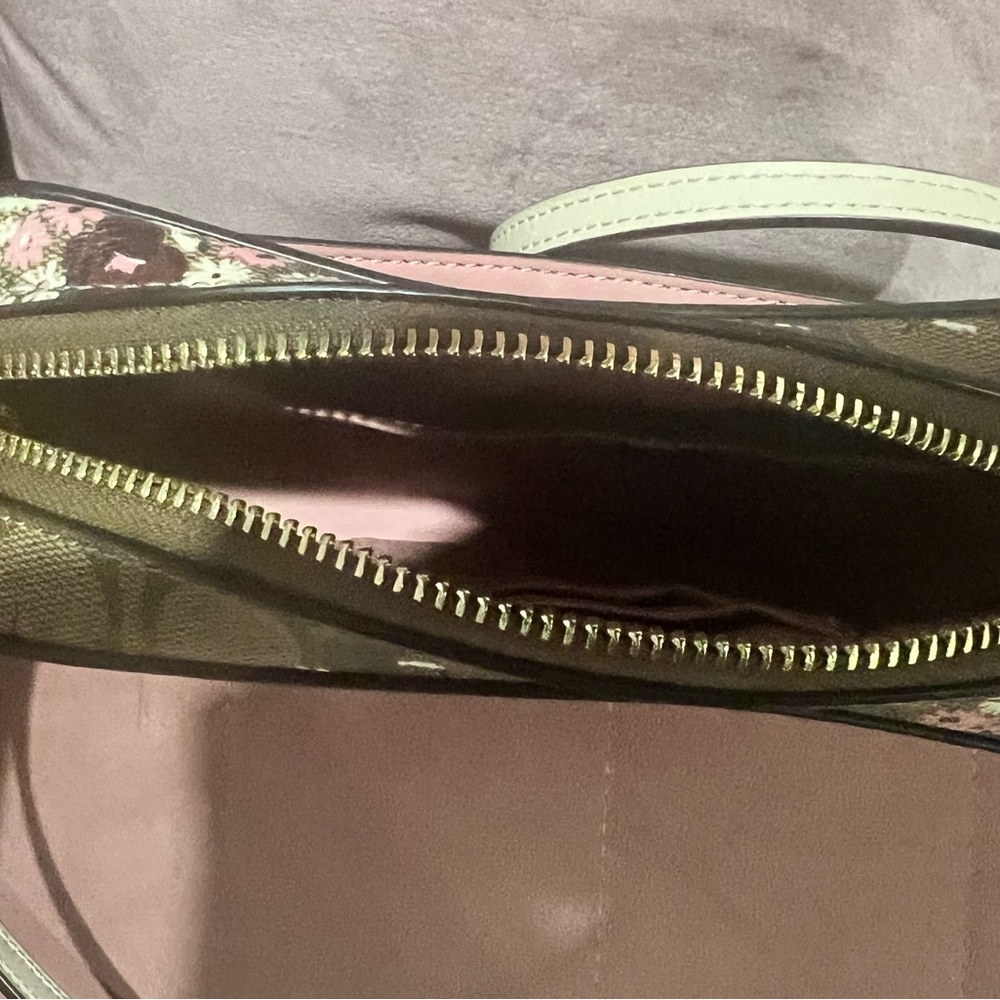 Coach Brown Floral Signature Crossbody with Pink and White Blooms - Picture 4 of 7